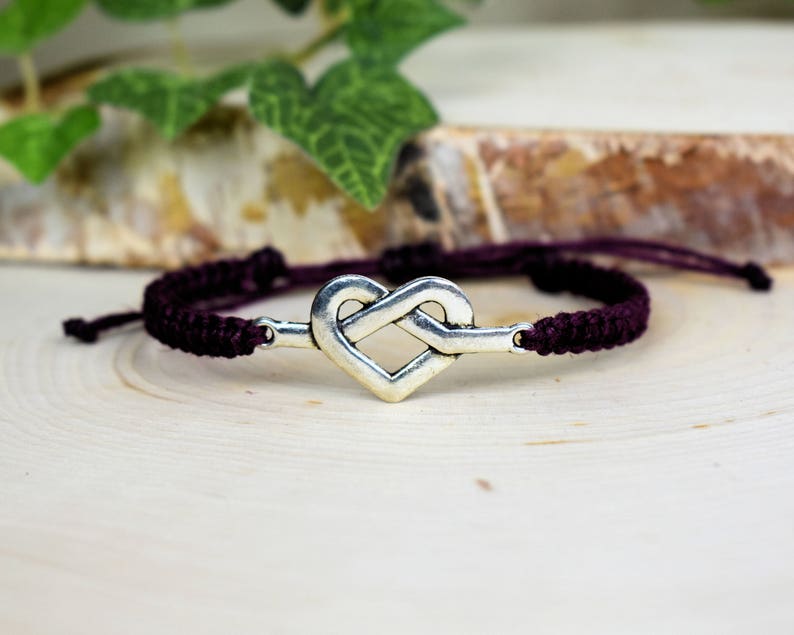 Love Knot Bracelet Adjustable Hemp Celtic Heart Jewelry - Etsy