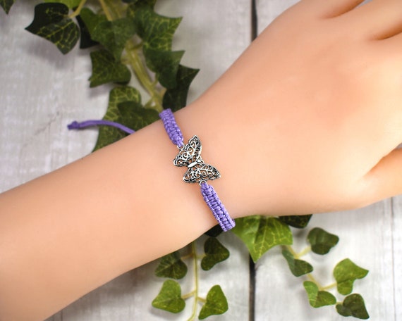 Delicate Charming Braided Adjustable Shamballa Bracelet ~ Royal Petite Butterfly