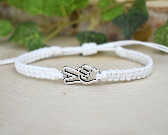 Peace Sign Hand Bracelet Hippie Gifts for Men or Women Adjustable