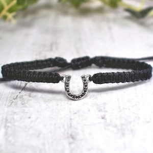Horseshoe Bracelet - Adjustable Hemp Good Luck Jewelry For Men or Women - Lucky Horse Shoe Gifts for Horse Lovers, Girls, Boys, Teens, Rider