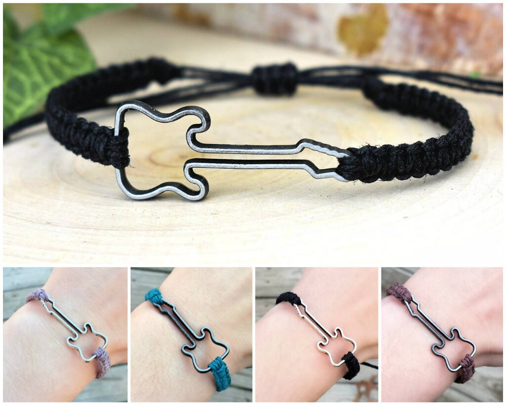Guitar Bracelet - Hemp Music Themed Bracelet - Electric Guitar, Bass …