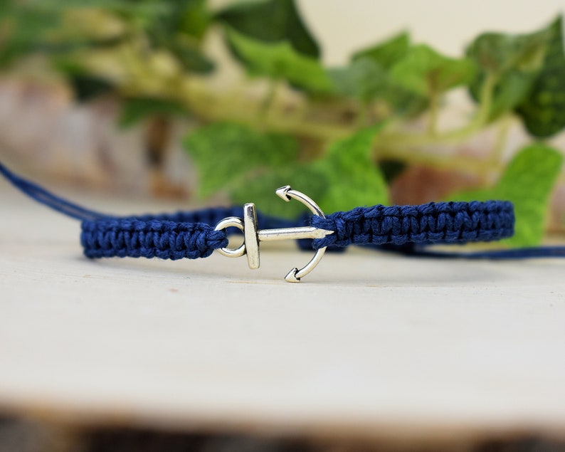 Hemp Anchor Bracelet for Men or Women Nautical Jewelry Ocean Lover Gifts for Navy Mom, Wife, Girlfriend Made to Order Silver Gold image 2