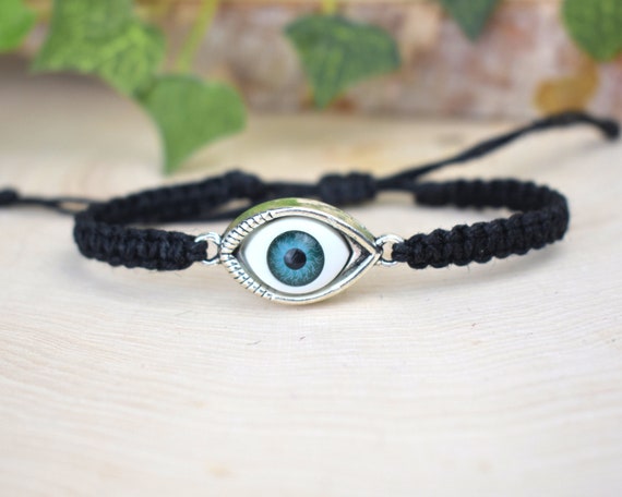 Silber Augen Armband - Bser Blick Blau Braun Schwarz Grau - Schutz Amulett  - Handgemachter Schmuck mit Knoten Schmuck fr Mnner oder Frauen - Der  englische Efeu - Etsy.de