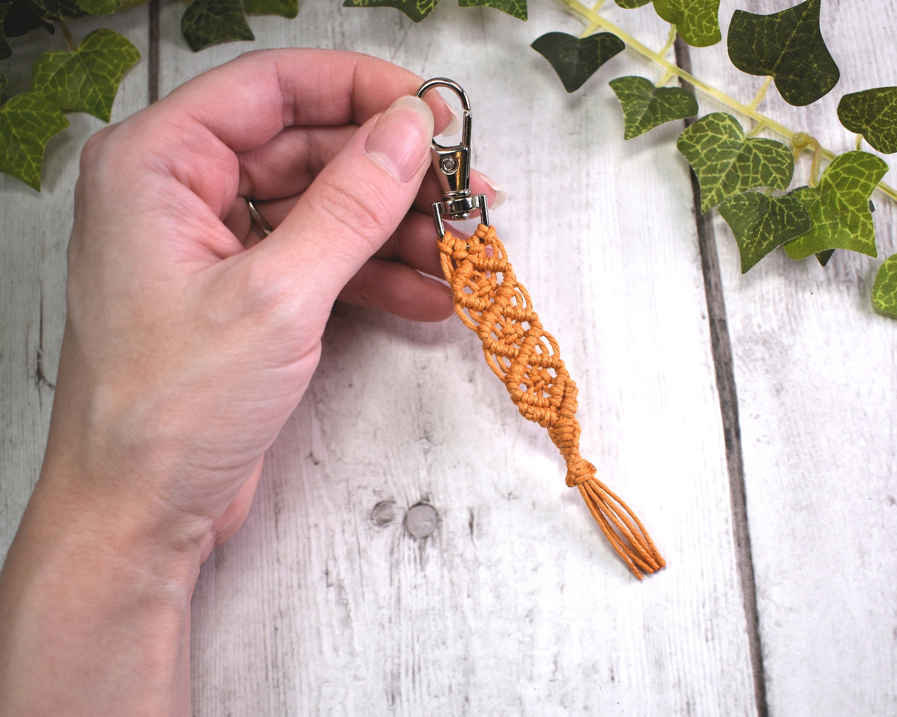 Buy wholesale Macrame keychain small, boho carabiner pendant