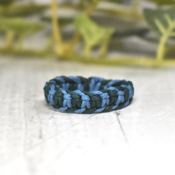 Custom Striped Hemp Ring Band For Men & Women: 2 Color Stackable String Safety Ring, Boho Jewelry, Hippie Gift, Hypoallergenic, Eco-Friendly