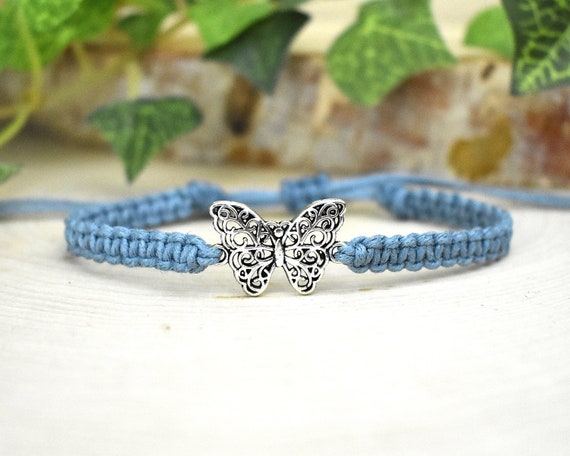 Unisex Hemp with Silver Tone Charm on Printed Card Adjustable Little Star Purple Wish Bracelet