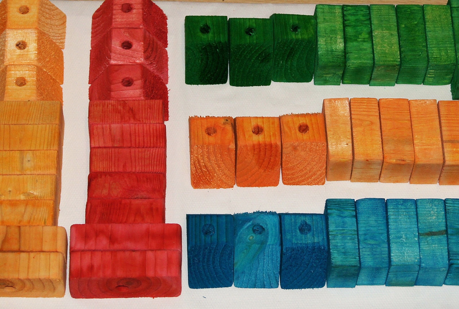 Colored Wooden Wood 50 Large Blocks With Holes Parts for Bird Parrot