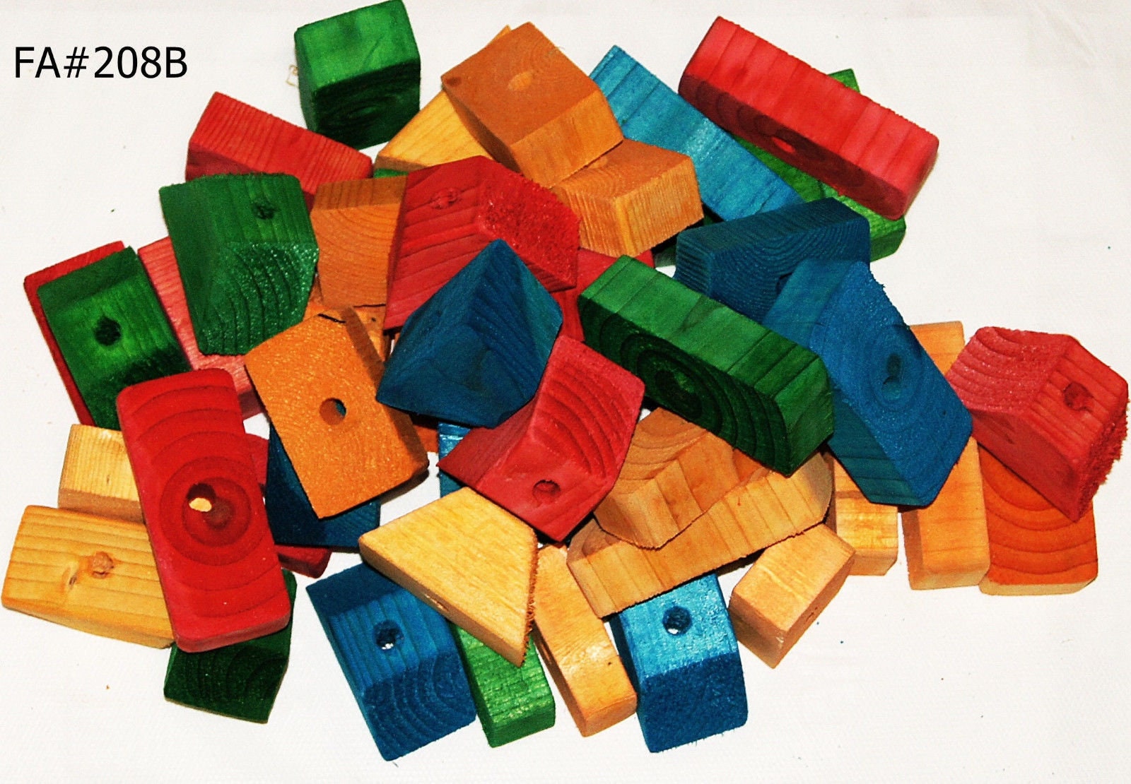 Colored Wooden Wood 50 Large Blocks With Holes Parts for Bird Parrot