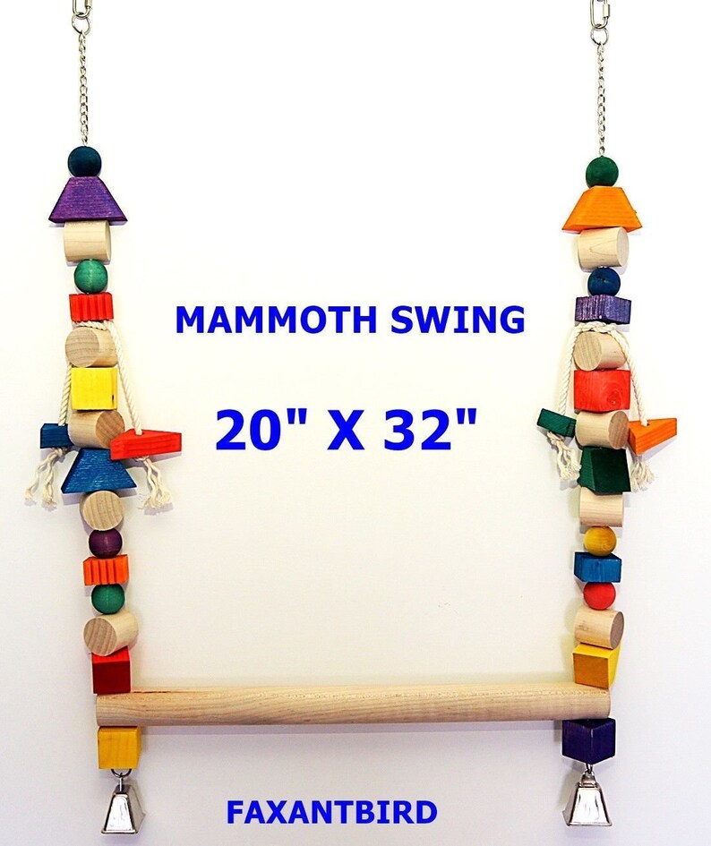 Parrot Bird Cage Toy Mammoth Swing for macaw cockatoo african grey all big birds 32 x 20