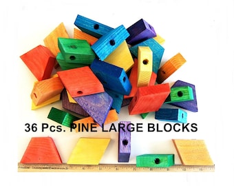 36 Large Colored wood wood blocks parrot bird parts