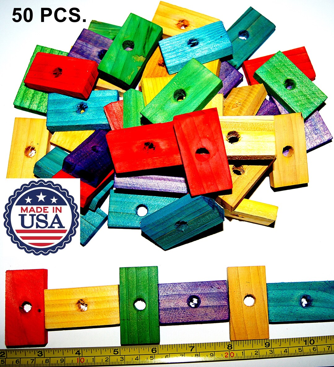 Colored 50 Pcs. Wooden Wood Blocks Bird Parrot Toys Parts Mini Macaw