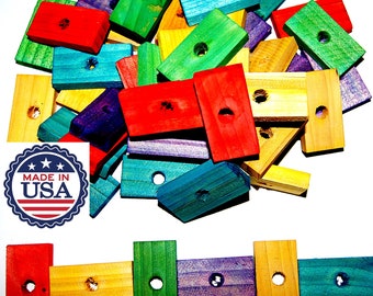 50 piezas de bloques de madera de colores para pájaros, loros, guacamayos, juguetes, Amazon