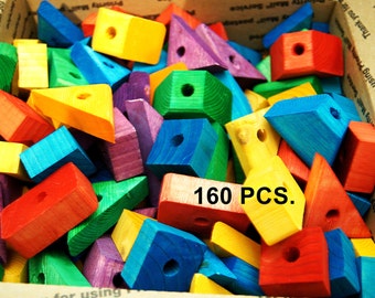 160 COLORED WOODEN BLOCKS for bird parrot toy supply free shipping !!!!