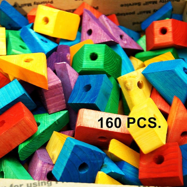 160 COLORED WOODEN BLOCKS for bird parrot toy supply free shipping !!!!