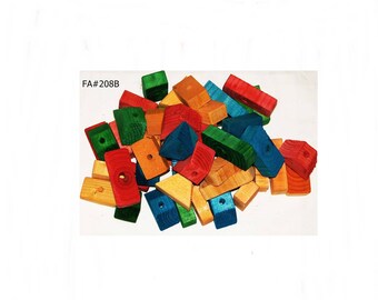 50 bloques grandes de madera de colores con agujeros, piezas para juguete de pájaros, loros y guacamayos.