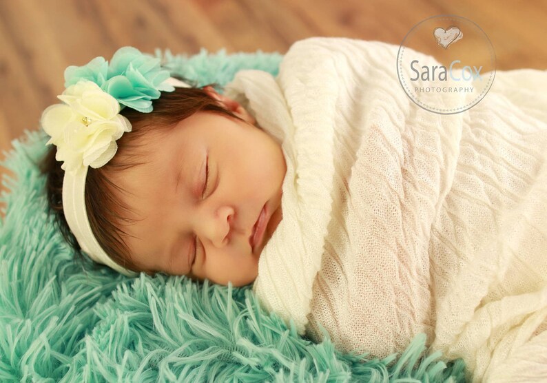 Rebecca Double Vintage Flower Headband Photo Prop Ivory