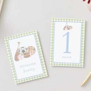 Cartes bébé jalon - Sports personnalisés, thème Grand-Millénaire