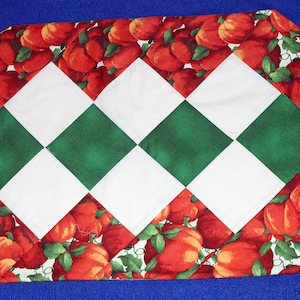 Fall Thanksgiving Small Quilted Table Runner, Table TYopper, Home Decor, Trivet - Pumpkins