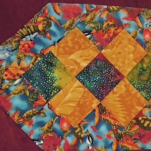 Long  Quilted Table Runner, Table Topper, Home Decor, Table Runner, Table Topper, Sea Life