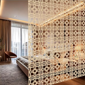 Wooden Partition Panels, Decorative Room Screen, Modern Wall Dividers, Hanging Space Separator, Living Room Partition