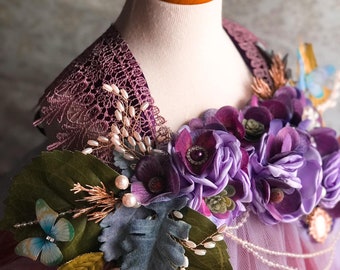 Lavender Purple Garden Flower Fairy Tutu Dress Costume, Fairy Photography Flower Girl Dress, Cosplay Renaissance Fairy Festival Costume