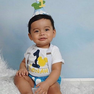 Baby boy Mickey Mouse smash cake smash outfit, 1st first birthday outfit,  First Birthday