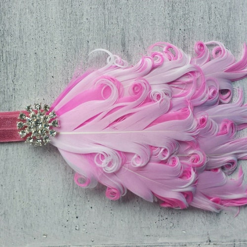 Vintage Feather Headband, Flapper headband, baby girl headband, Feather Acessories