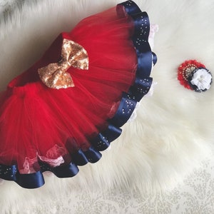 Patriotic headband and tutu, Red white & blue Headband, USA tutu set, 4th of July Memorial Day outfit
