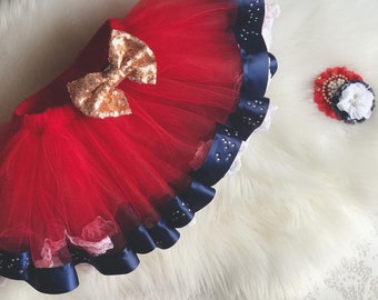 Patriotic headband and tutu, Red white & blue Headband, USA tutu set, 4th of July Memorial Day outfit