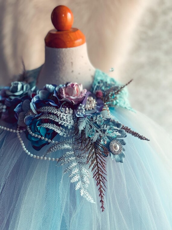 Winter Wonderland Snowflake Cake Smash Blush Pink Silver Blue 1st Birthday  Girl Toddler Garden Flower Girl Fairy Photography Tutu Dress