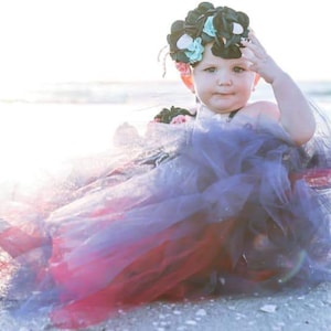 Ocean Mermaid Princess Tutu Dress Flower Fairy Tutu Dress Costume, Fairy Photography Flower Girl Dress, Cosplay Renaissance Fairy Festival
