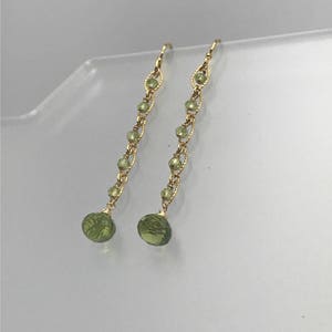 Delicate Earrings Peridot Earrings August Birthstone Dainty Earrings Dangle Earrings Drop Earrings Long Earrings Gemstone Earrings