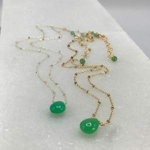 Chrysoprase Necklace Seafoam Gemstone Green Jewelry Bridesmaid Jewelry Wedding Jewelry Delicate Necklace Layering Necklace Dainty Necklace