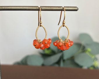 Carnelian Earrings,Dangle Earrings,Carnelian Jewelry,Orange Gemstone,Handmade Earrings,Orange Earrings,Delicate Earrings,Gemstone Earrings