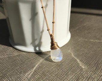 Moonstone Necklace Chakra Necklace Dainty Necklace Necklace for Women June Birthstone Gemstone Necklace Gift for Her Gift for Girlfriend