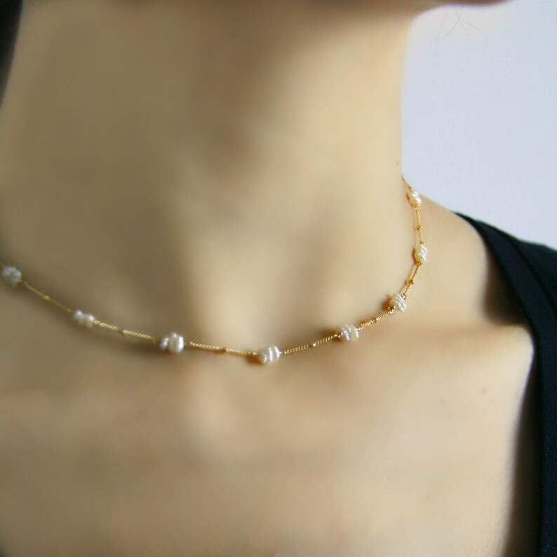Pearl Necklace Choker Necklace Layering Necklace Dainty Necklace Handmade Jewelry June Birthstone Wedding Necklace Pearl Jewelry