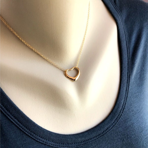 Heart Necklace Layering Necklace Gold Heart Silver Heart Dainty Necklace Delicate Necklace Everyday Necklace Necklace for Mom Heart Jewelry