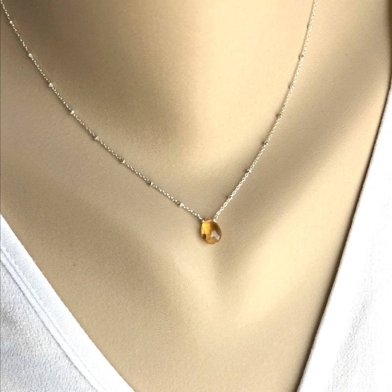 Dainty Citrine Necklace November Birthstone Delicate Necklace Layering Necklace Gemstone Necklace Everyday Necklace Citrine Jewelry image 5