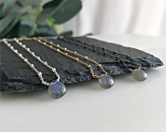 Labradorite Necklace Gemstone Necklace Labradorite Jewelry Dainty Necklace Pendant Necklace Layered necklace Gold Necklace Silver Necklace