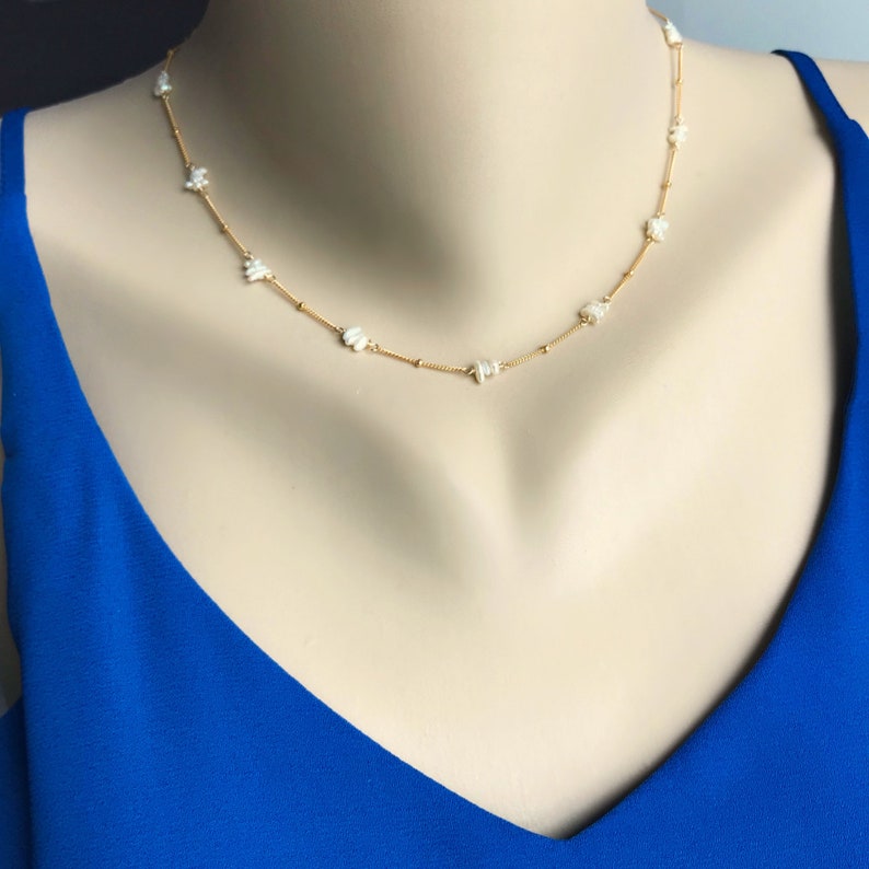 Pearl Necklace Choker Necklace Layering Necklace Dainty Necklace Handmade Jewelry June Birthstone Wedding Necklace Pearl Jewelry