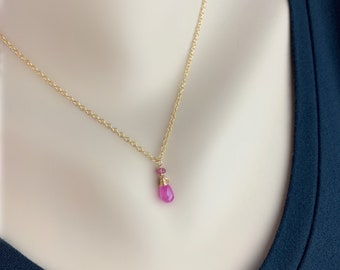 Saphir Halskette Rosa Saphir September Geburtsstein Gold Halskette Silber Halskette Halskette für Frauen Layering Halskette Geschenk für Sie
