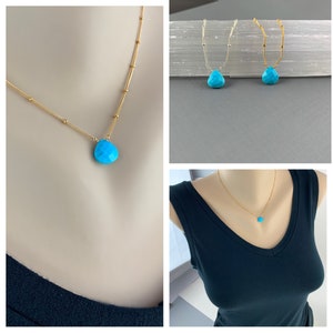 Turquoise Necklace December Birthstone Simple Necklace Blue Necklace Layering Necklace Delicate Necklace Minimalist Necklace Gift for Mom