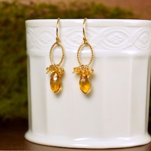Citrine Earrings November Birthstone Cute Earrings Delicate Earrings Gemstone Earrings Birthstone Earrings Women Earrings Gift for Her