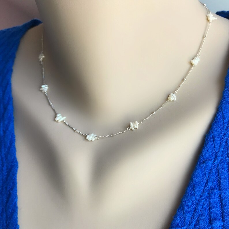 Pearl Necklace Choker Necklace Layering Necklace Dainty Necklace Handmade Jewelry June Birthstone Wedding Necklace Pearl Jewelry