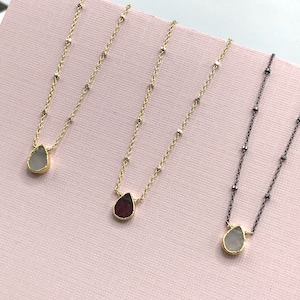 Moonstone Necklace Garnet Necklace Everyday Necklace Dainty Necklace Layering Necklace Gemstone Necklace Minimalist Necklace Bridesmaid Gift