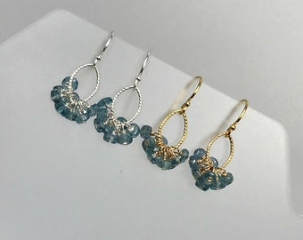 Kyanite Earrings Blue Earrings Cluster Earrings Dainty Earrings Gemstone Earrings Dangle Earrings Boho Earrings Delicate Earrings