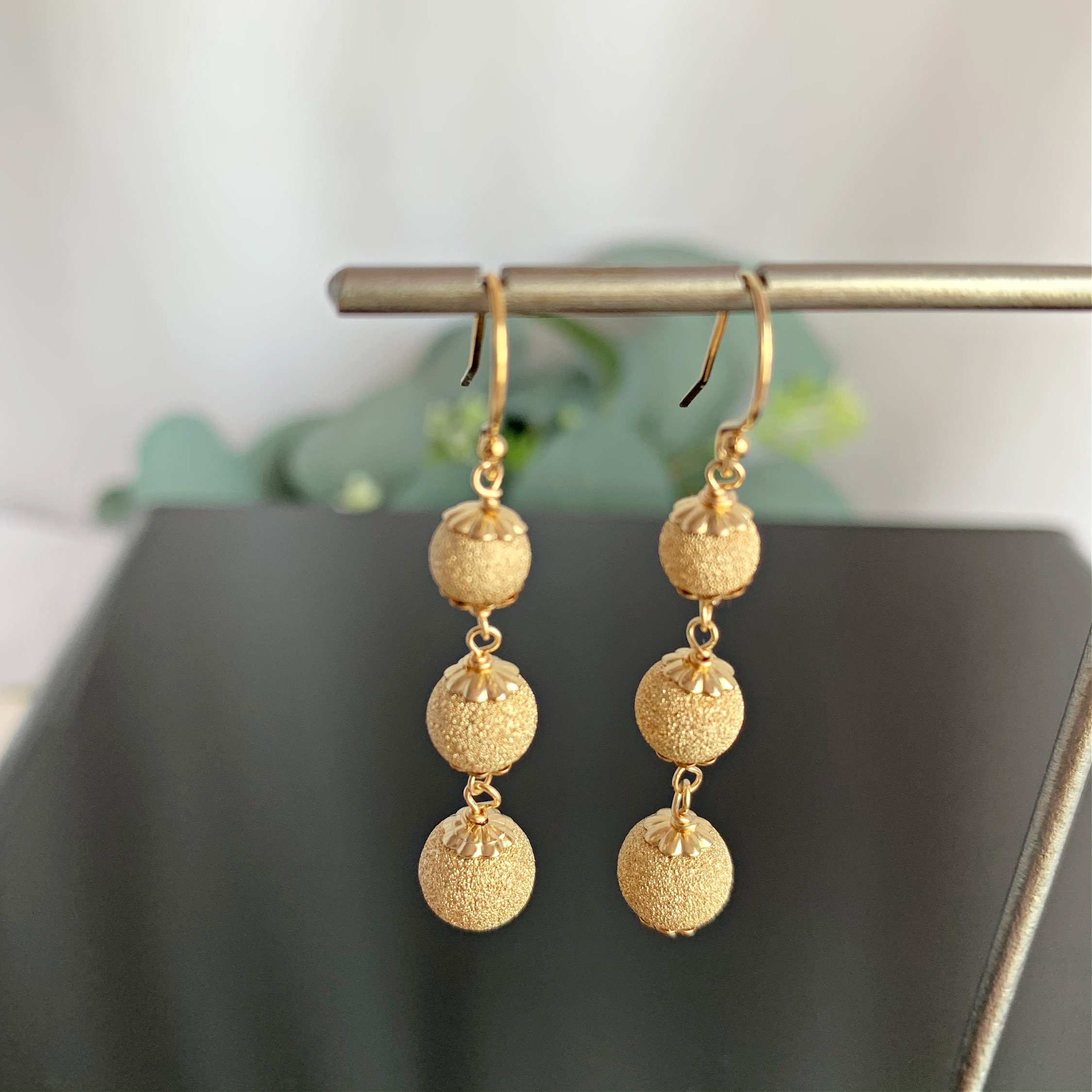 Silver Ball Earrings Gold Ball Earrings Linear Earrings Dangle Etsy UK