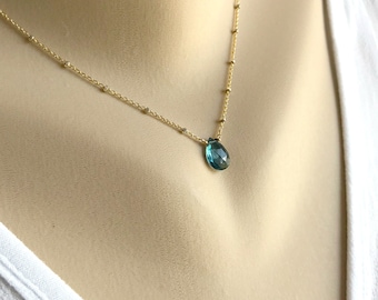 Birthstone Necklace,Blue Topaz Necklace,Something Blue,Delicate Necklace,Dainty Necklace,December Birthstone,Layered Necklace,Gift for Mom