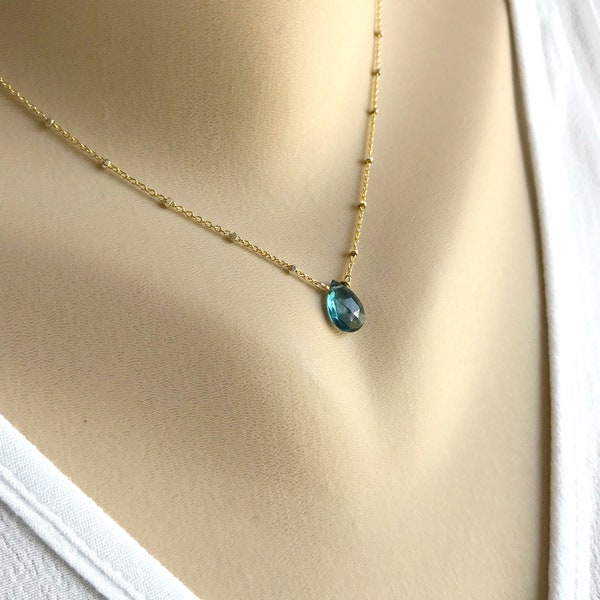 Birthstone Necklace,Blue Topaz Necklace,Something Blue,Delicate Necklace,Dainty Necklace,December Birthstone,Layered Necklace,Gift for Mom