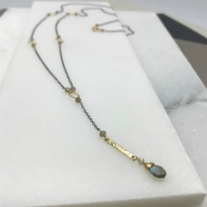Labradorit Halskette Y-Halskette Lariat Halskette Layering Halskette Zierliche Halskette Edelstein Halskette Zarte Halskette Valentinstag